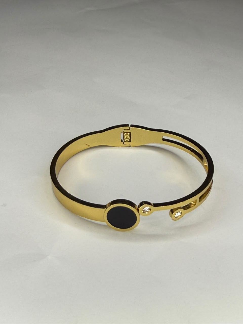 Black Circular Disc & Crystal Accent