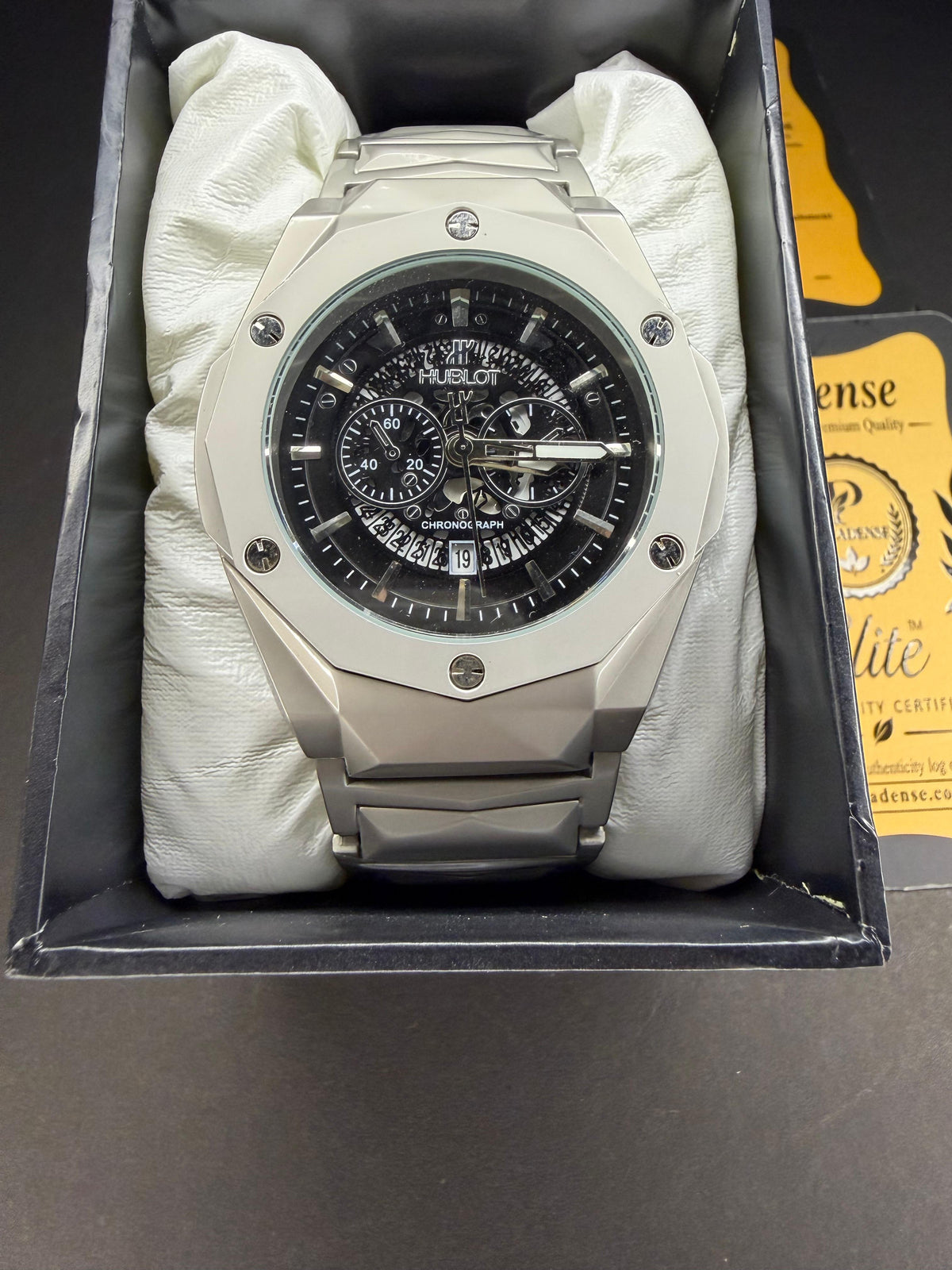 Hublot Silver/Black Chronograph Watch