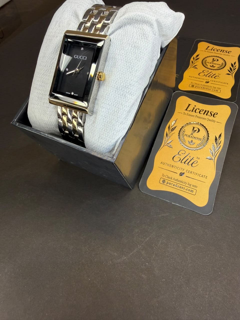 Gucci Black Square Dial Dress Watch