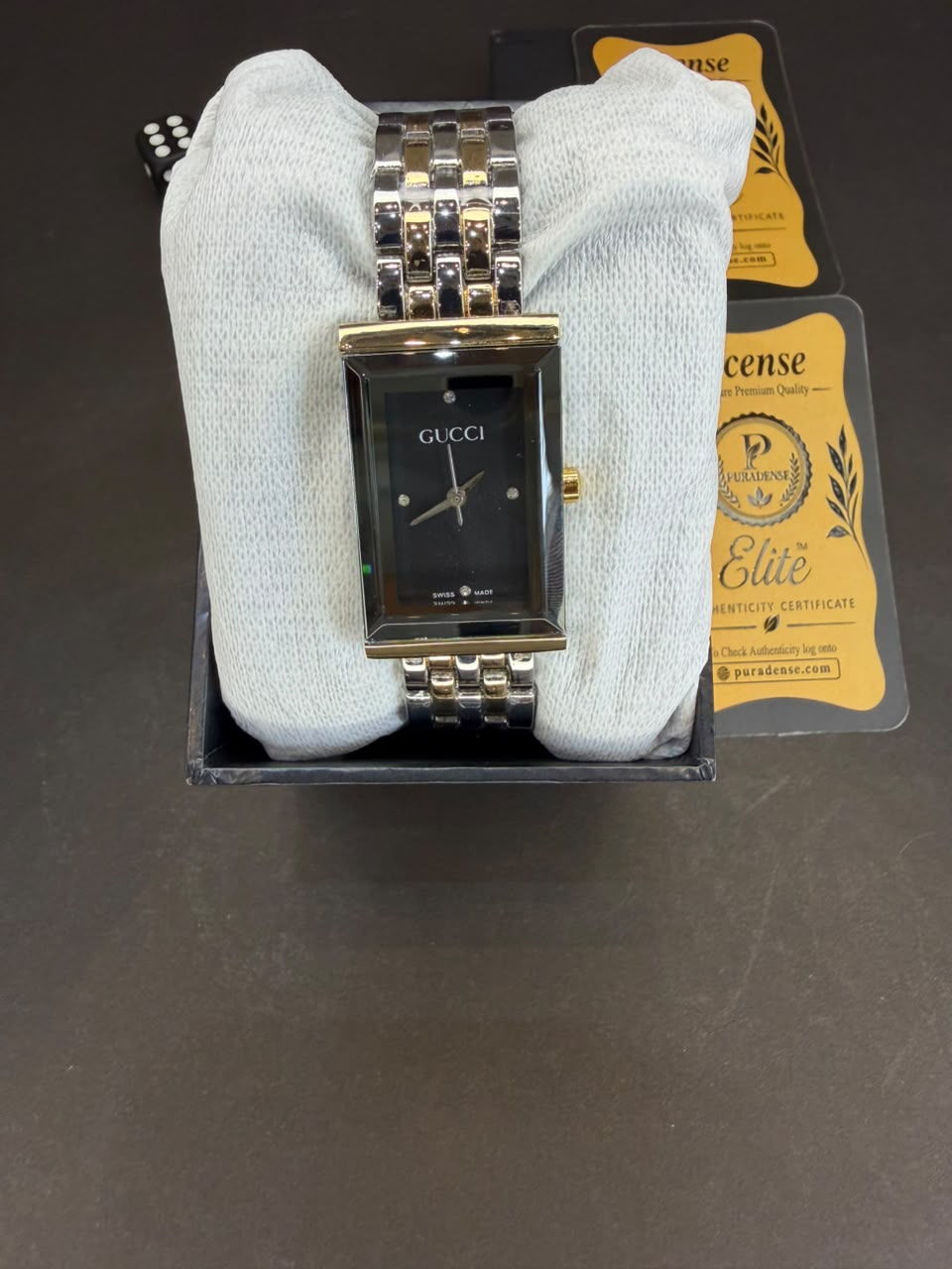 Gucci Black Square Dial Dress Watch