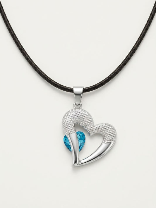 Crystal Heart Silver Pendant Necklace