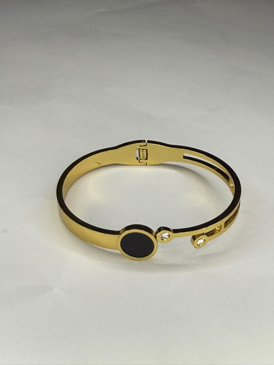 Black Circular Disc & Crystal Accent
