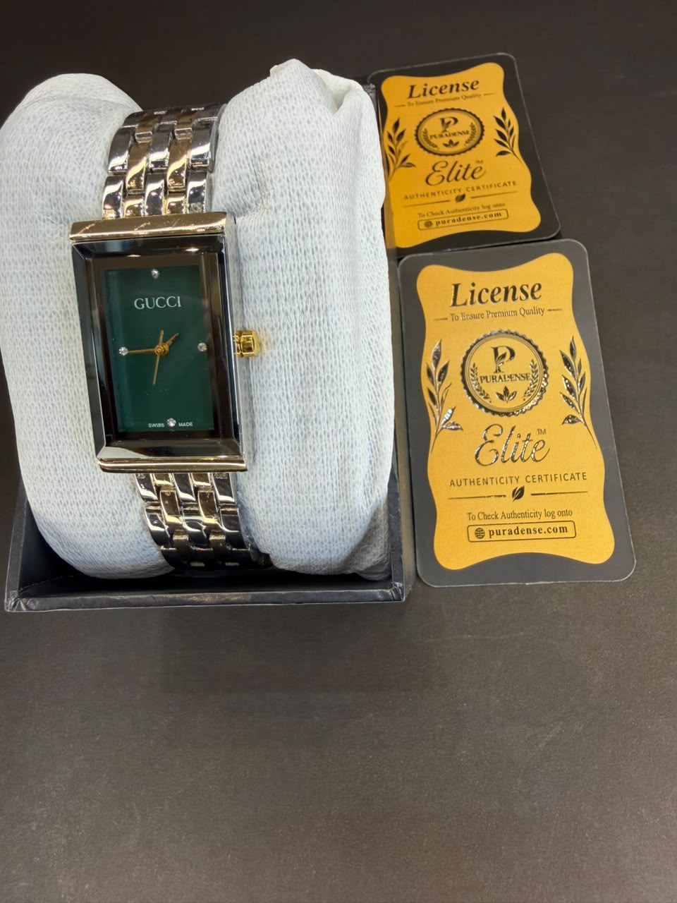Gucci Dark Square Dial Dress Watch