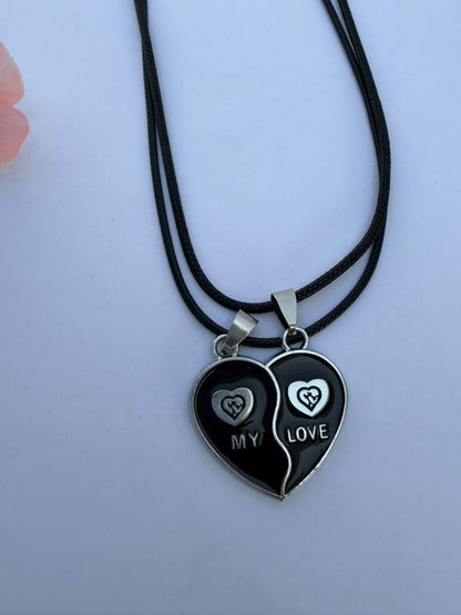 "MY LOVE" Matching Couple Heart Locket Set